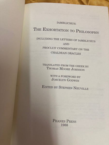 The Exhortation to Philosophy by Iamblichus