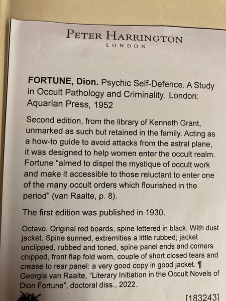 Psychic Self-Defence by Dion Fortune (from the library of Kenneth Grant)