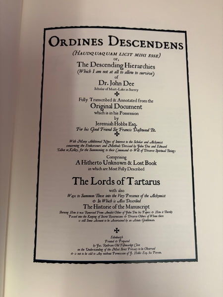 Ordines Descendens by Dr. John Dee [ascribed to]